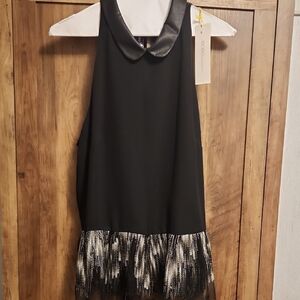 BCBGeneration Sleeveless Black Blouse with Sequin Bottom/Hem - NWT